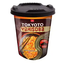 Danie Yakisoba z nudlami o smaku sosu sojowego z chili (lekko pikantne) w kubku z ociekaczem 85 g
